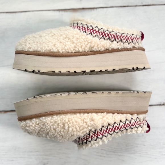 UGG Women's Platform Tazz Shearling Slippers Natural US 8 BRAID Ivory Red Fur - Picture 13 of 16